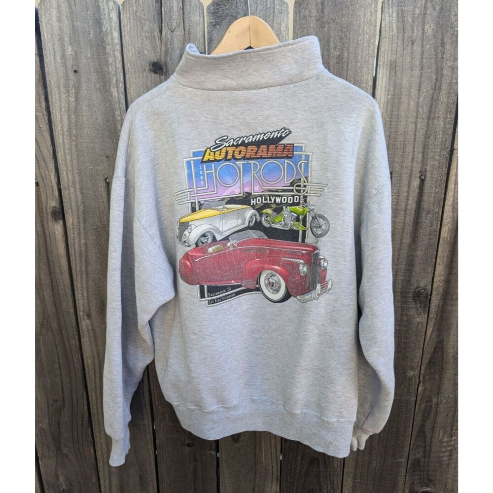 Vintage Y2K Sweatshirt Classic Car  Sacramento Autorama Hotrods XL  1/4 Zip